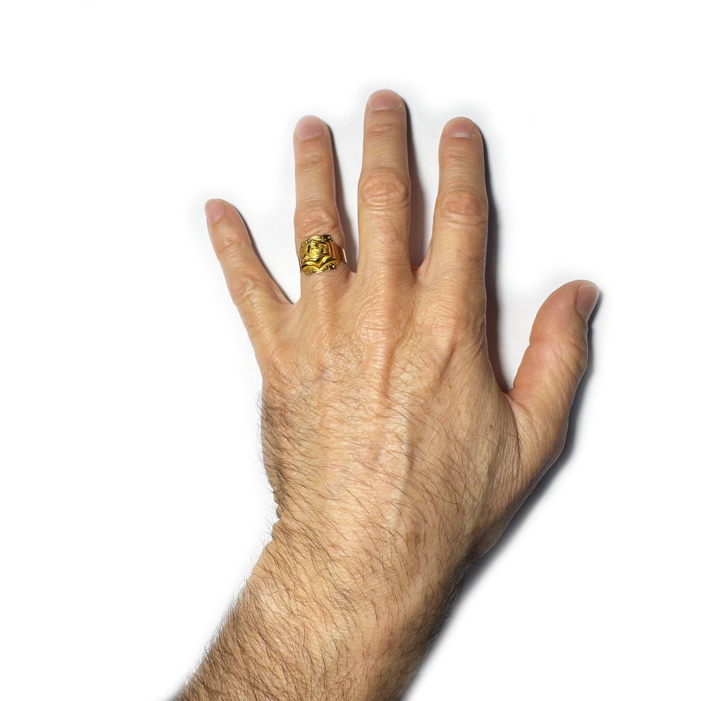 Vintage 18k Gold Storyteller Band Ring, 1940s Peruvian Silhouette, Antique Layered Gold Ring, Unique Profile Design, Solid Gold Statement Piece