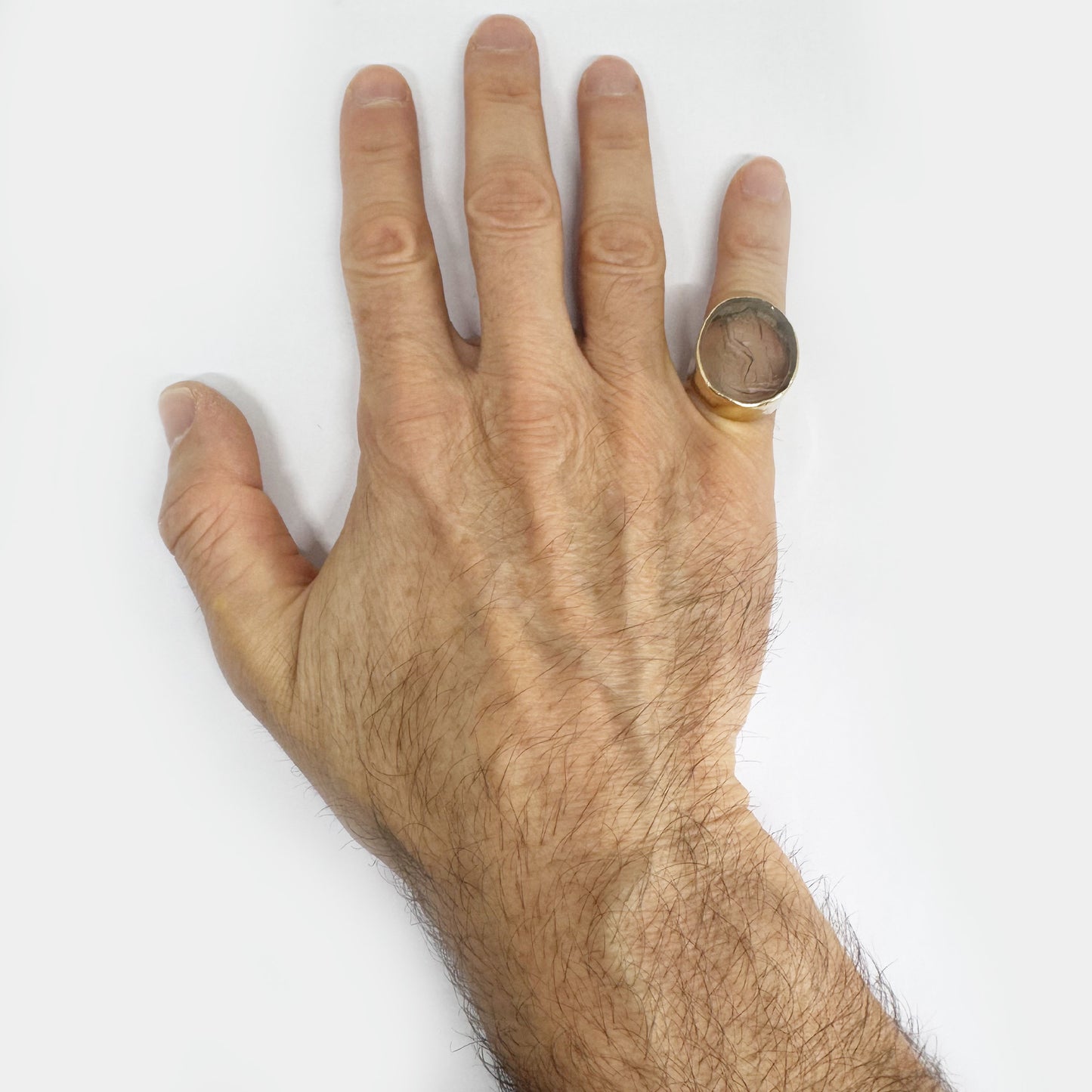 Antique 10k Gold Glass Intaglio Ring, Heracles Signet Ring, Hercules Seal Signet Ring, Victorian Engraved, Nemean Lion, Greek Hero Jewelry