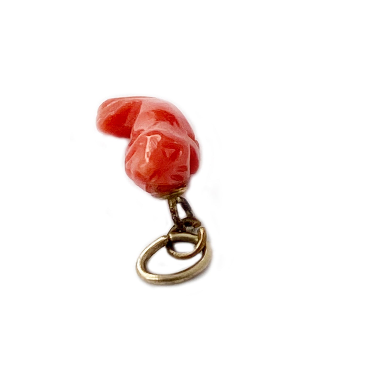 Antique Coral Animal Sea Lion Victorian Pendant