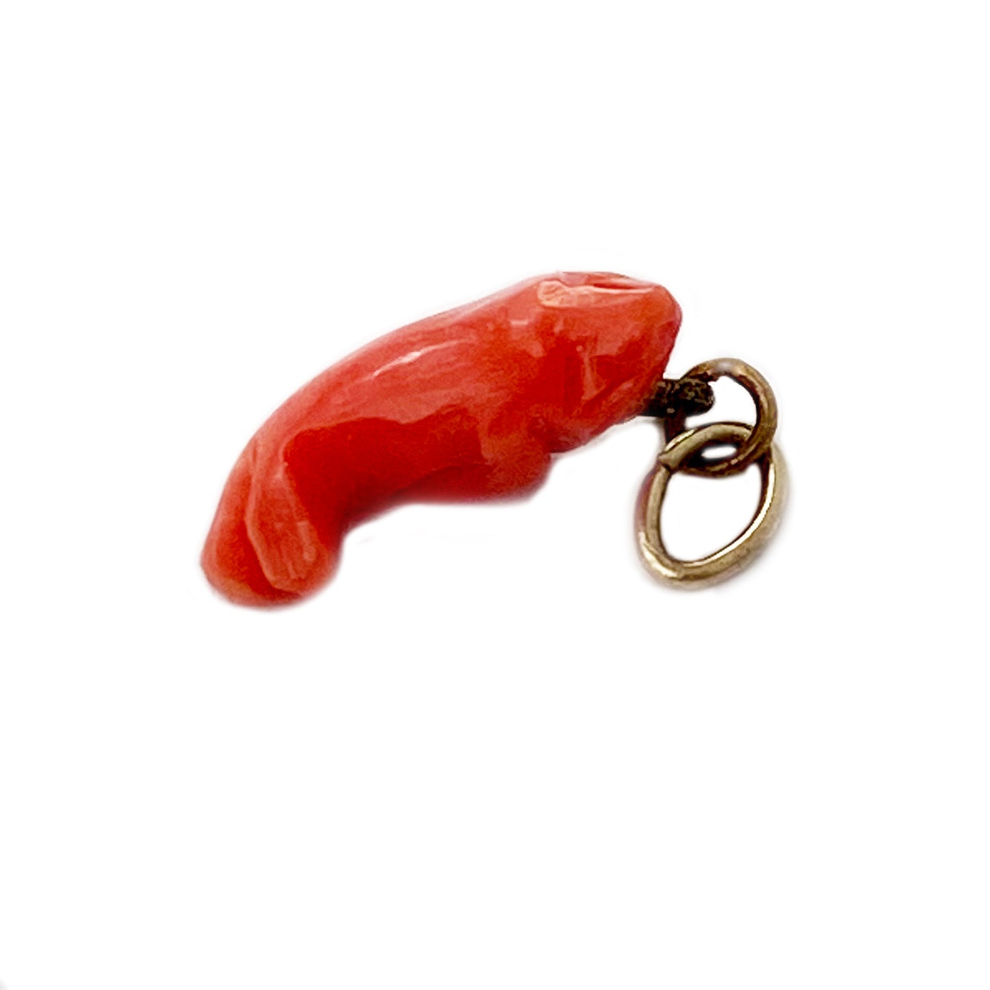 Antique Coral Animal Sea Lion Victorian Pendant
