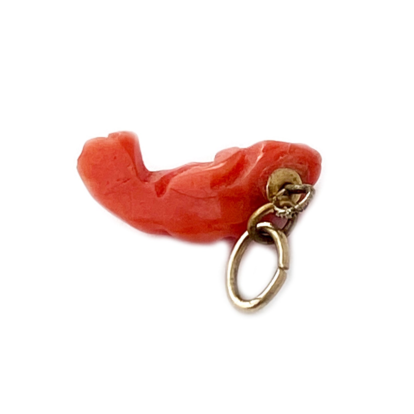 Antique Coral Animal Sea Lion Victorian Pendant