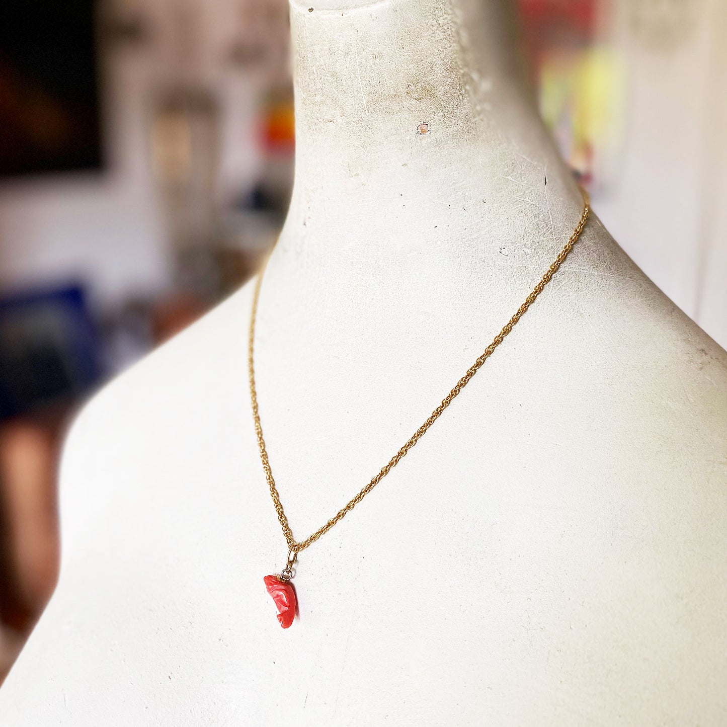 Antique Coral Animal Sea Lion Victorian Pendant