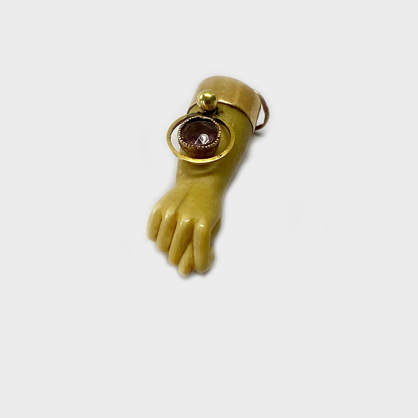 Vintage 14K Gold Resin Bone Tone Figa Charm