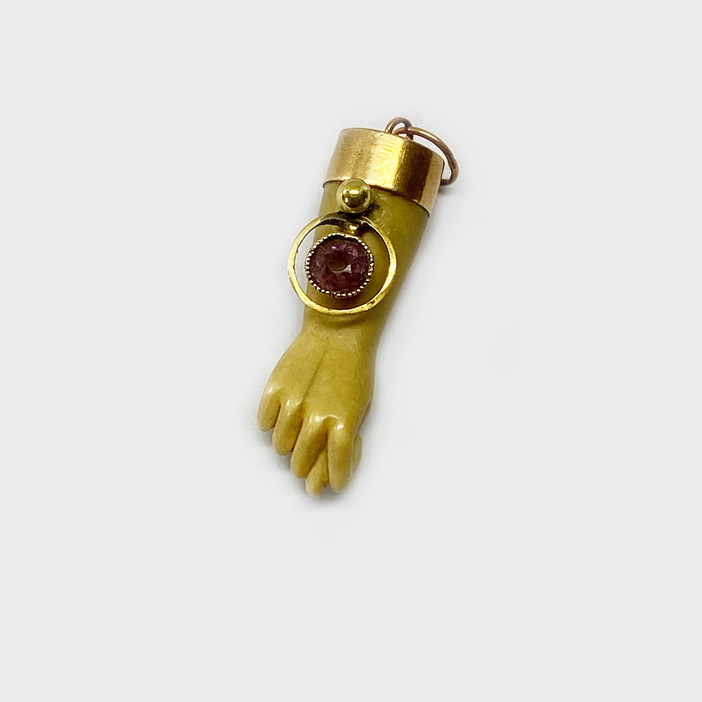 Vintage 14K Gold Resin Bone Tone Figa Charm