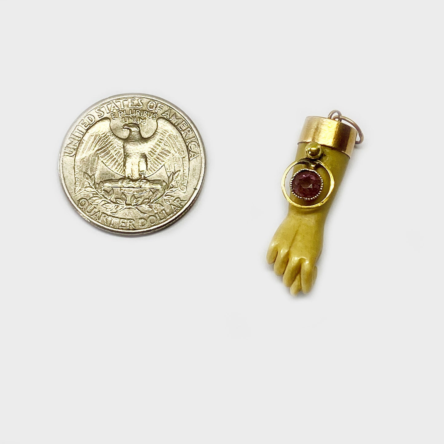 Vintage 14K Gold Resin Bone Tone Figa Charm