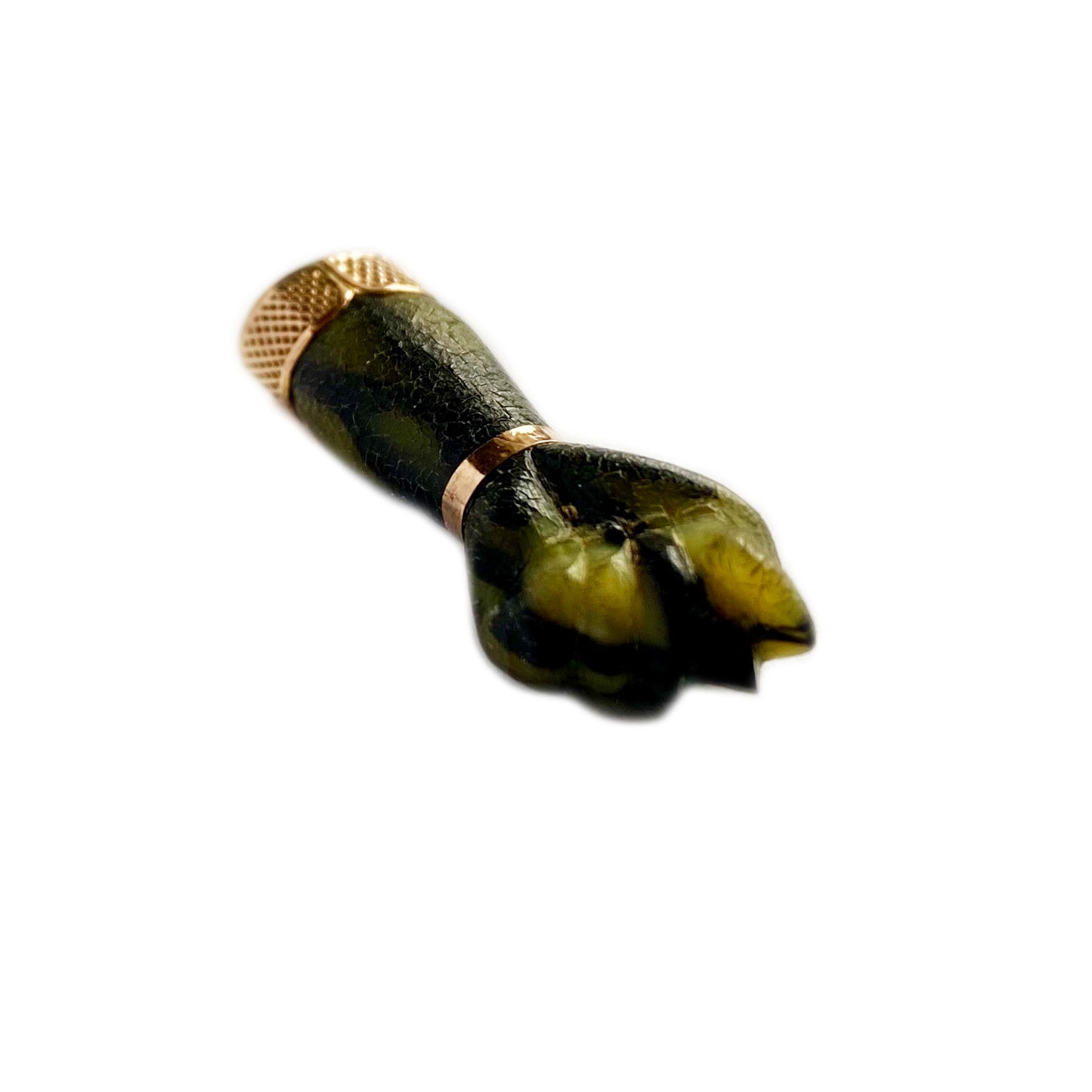 Vintage 9k Gold Green 1960s Resin Figa Charm