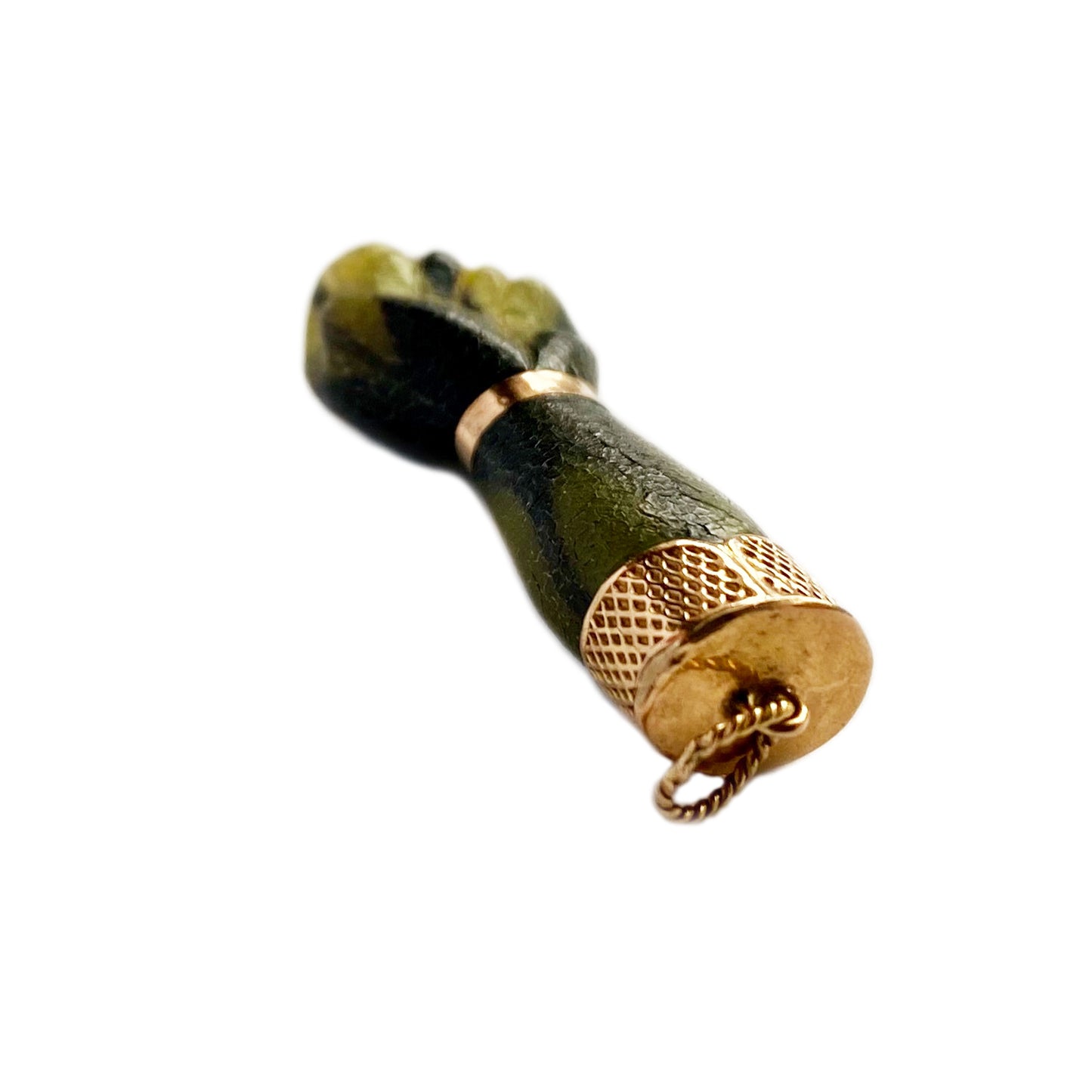 Vintage 9k Gold Green 1960s Resin Figa Charm
