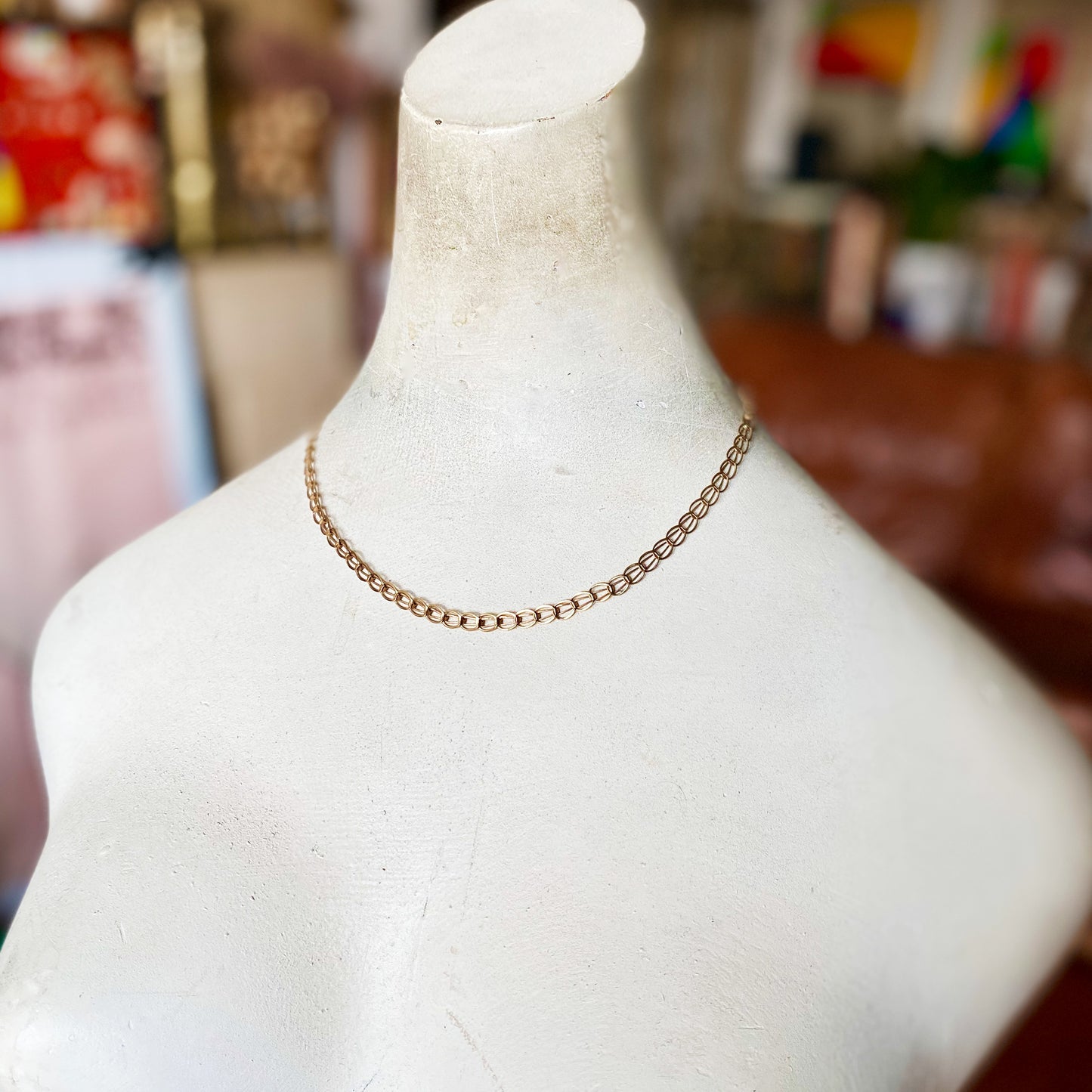 Vintage 9k Gold Chain, 1970s Chain Necklace