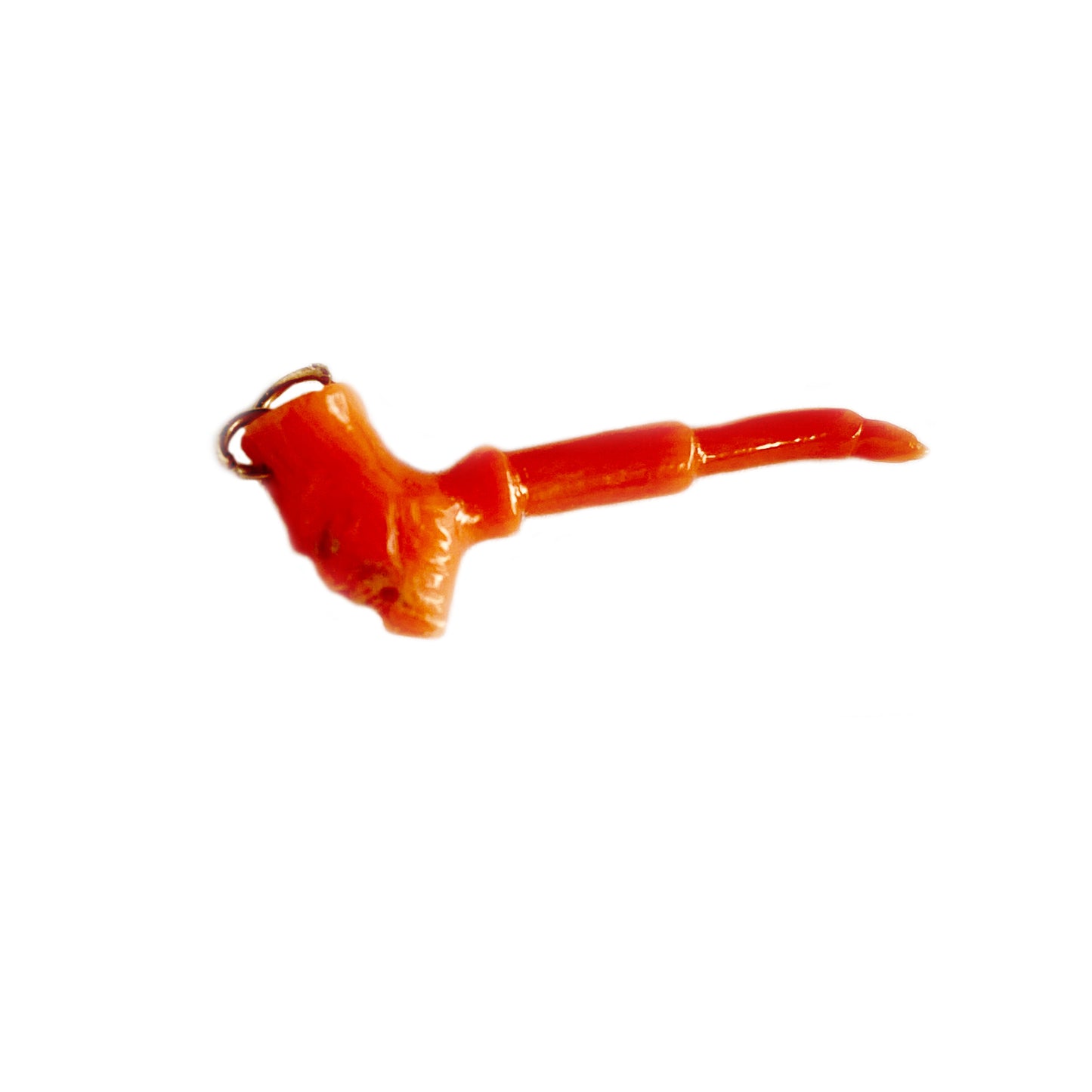 Antique 14k Gold Natural Mediterranean Coral Pipe Pendant