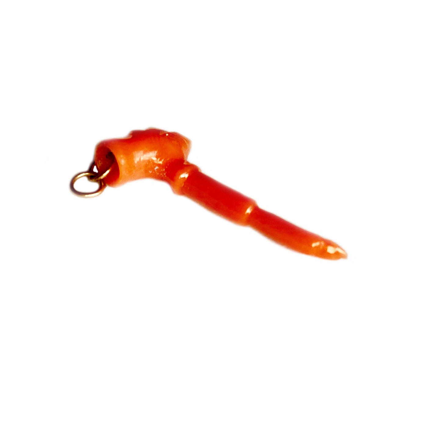 Antique 14k Gold Natural Mediterranean Coral Pipe Pendant
