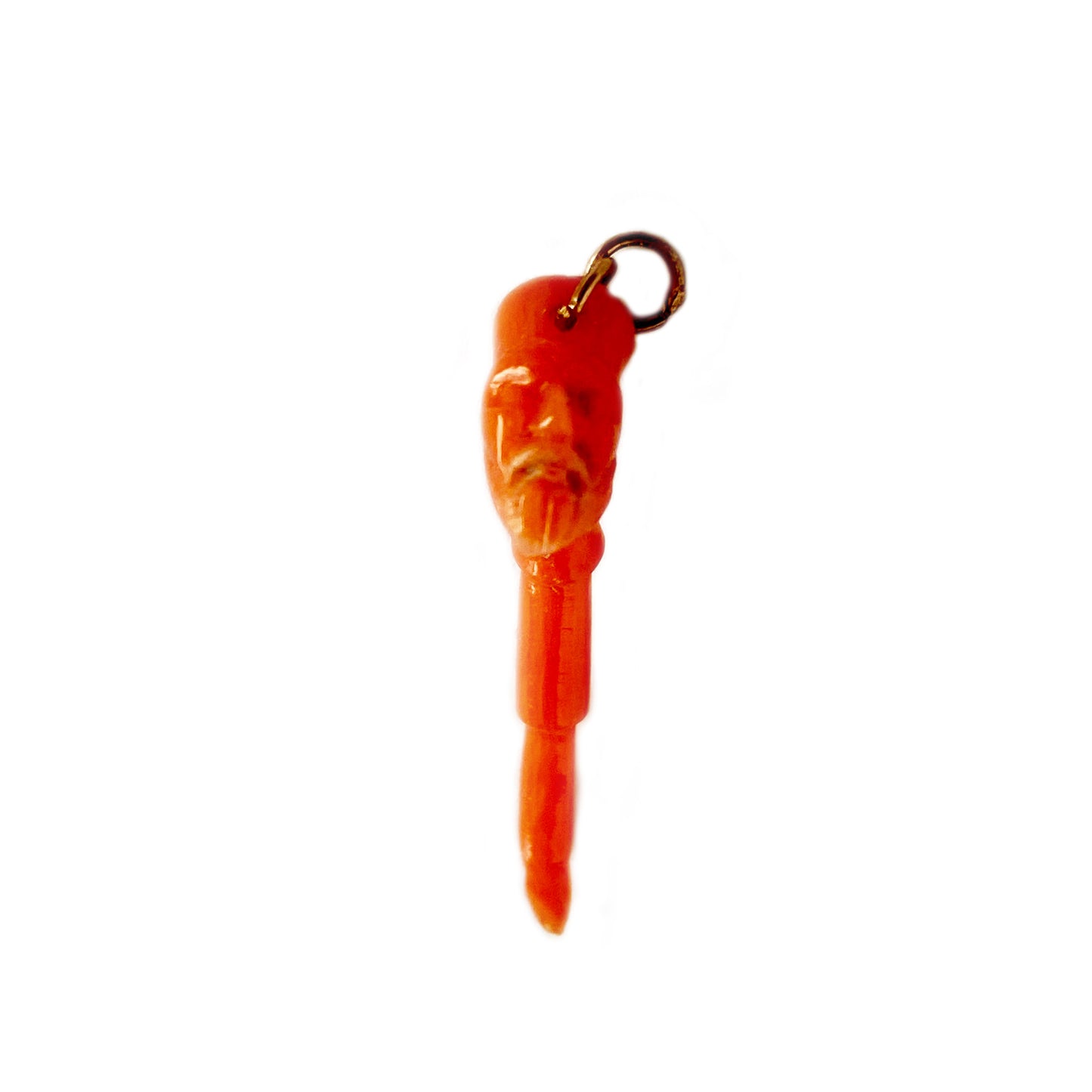 Antique 14k Gold Natural Mediterranean Coral Pipe Pendant