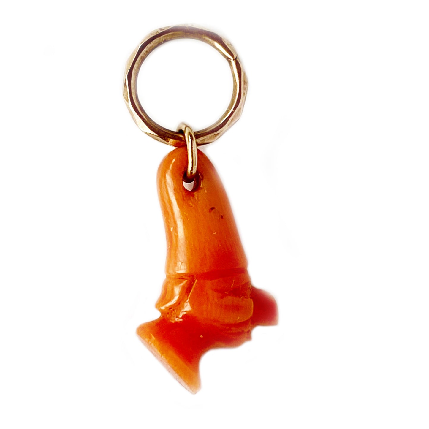 Antique Jester Head 10k Gold Coral Pendant