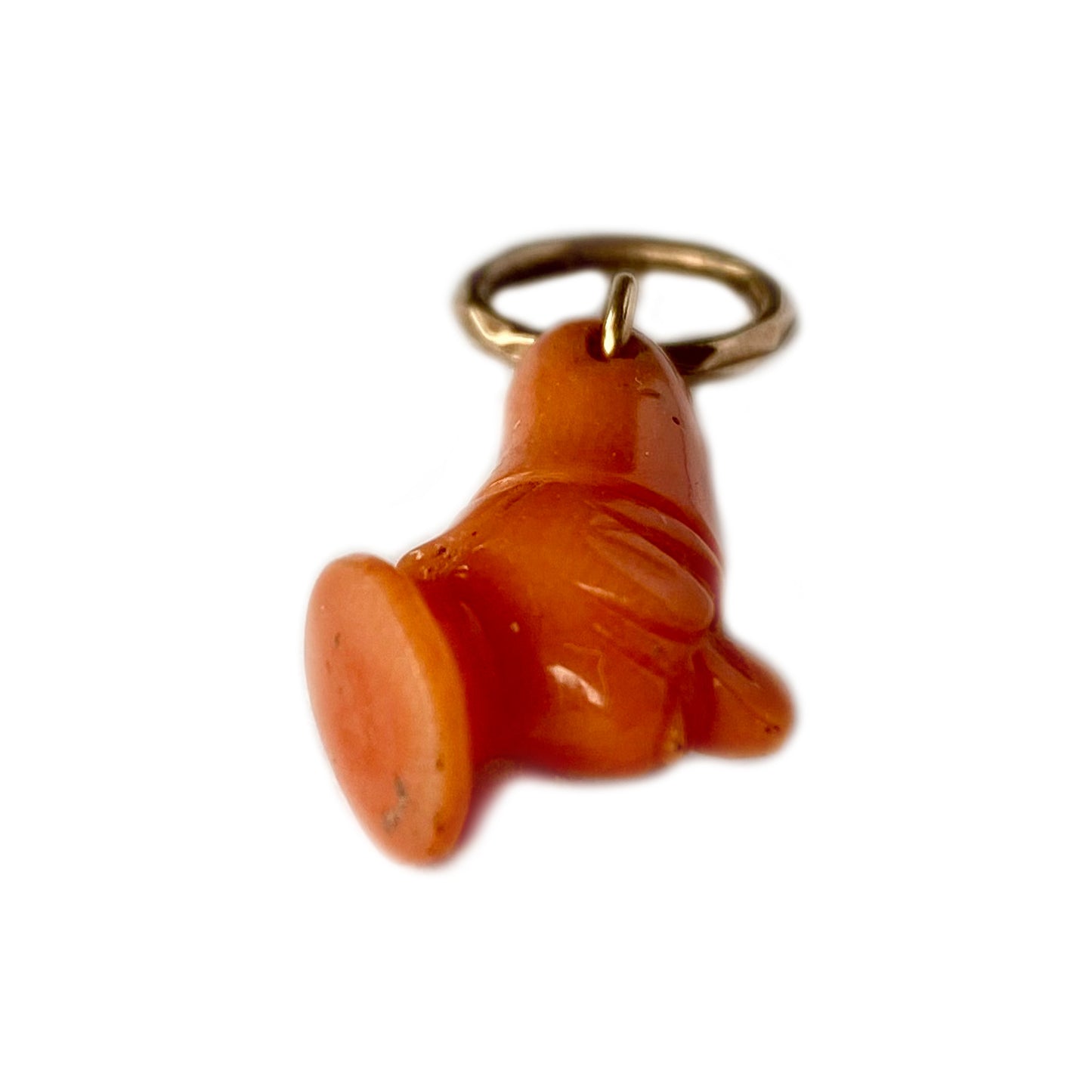Antique Jester Head 10k Gold Coral Pendant