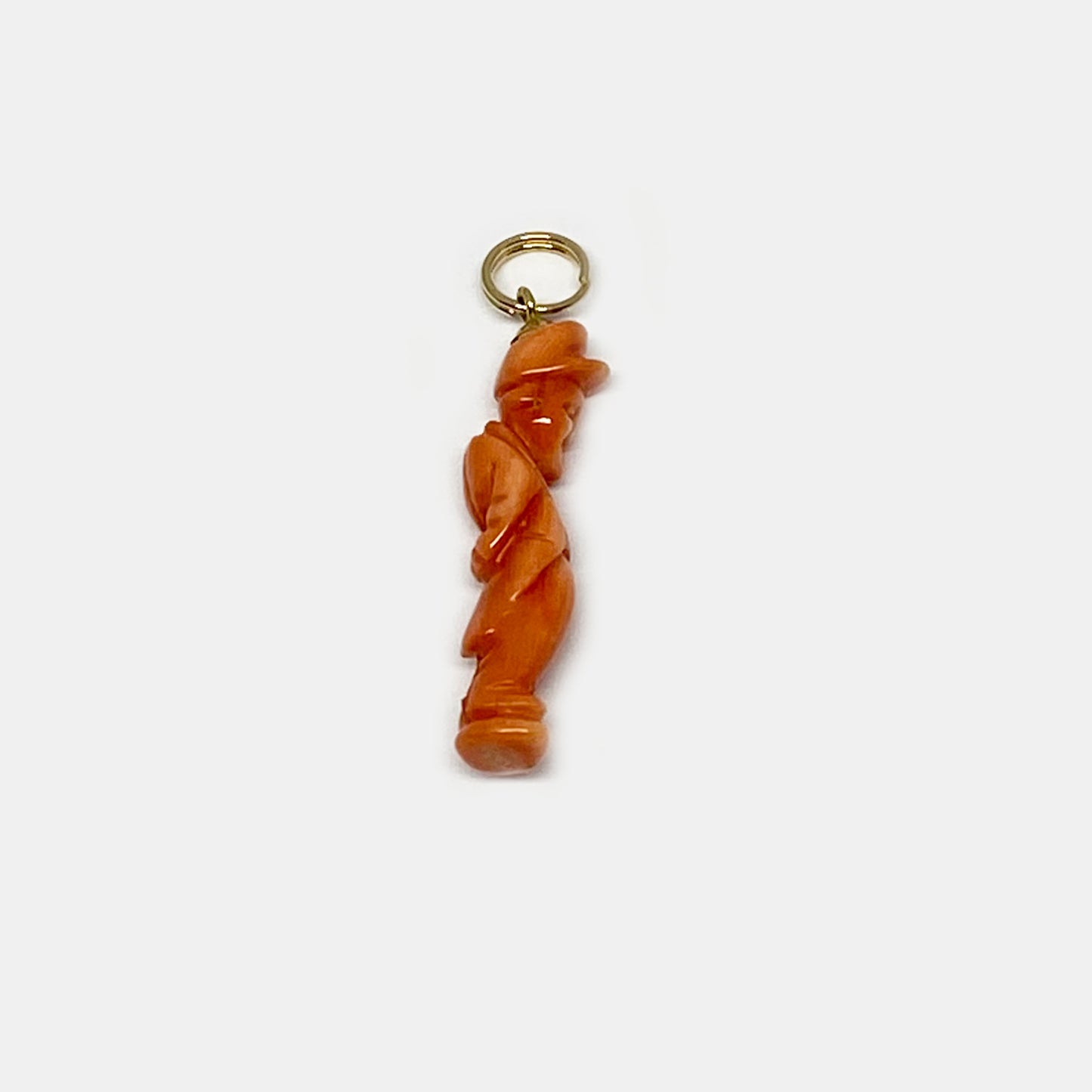 Victorian 9k Gold Coral Il Gobbo Antique Lucky Pendant - 0624