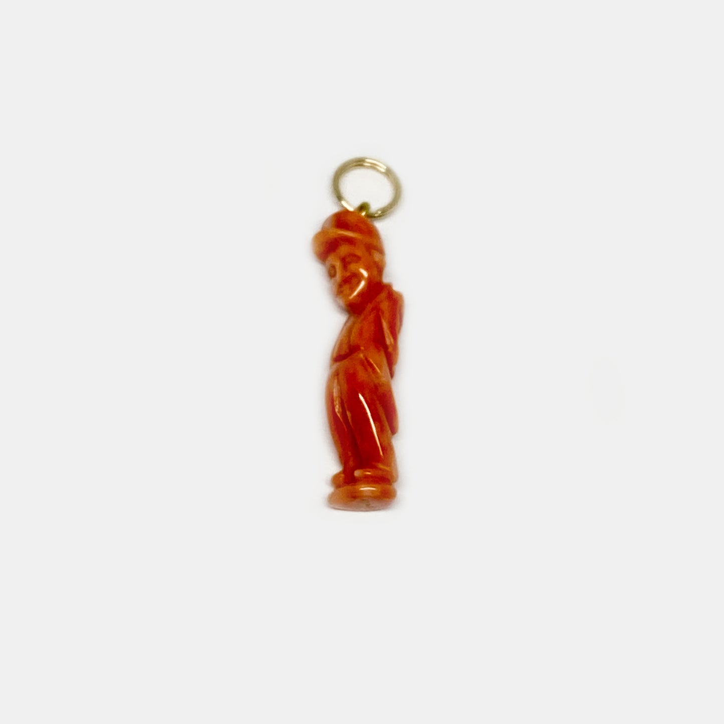 Victorian 9k Gold Coral Il Gobbo Antique Lucky Pendant - 0624