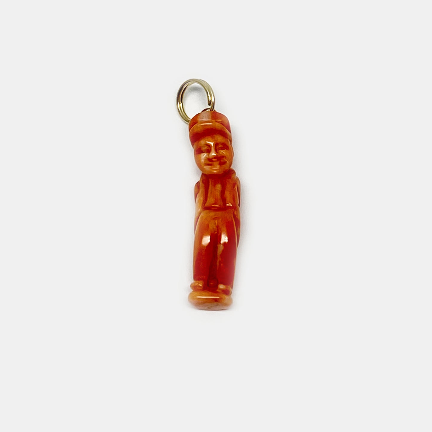 Victorian 9k Gold Coral Il Gobbo Antique Lucky Pendant - 0624