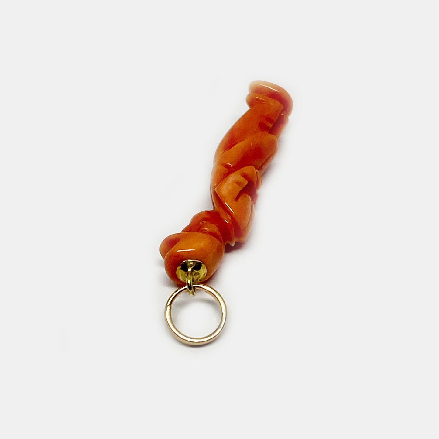Victorian 9k Gold Coral Il Gobbo Antique Lucky Pendant - 0624