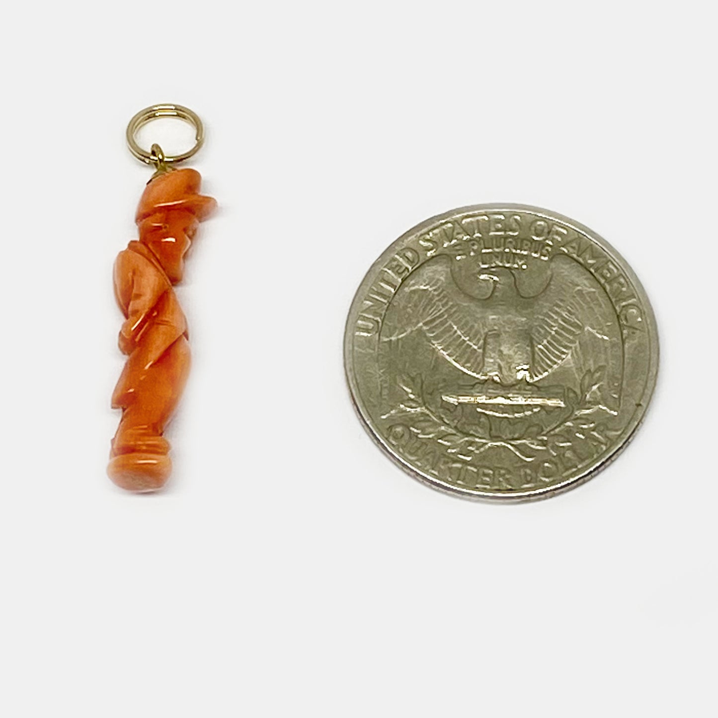 Victorian 9k Gold Coral Il Gobbo Antique Lucky Pendant - 0624