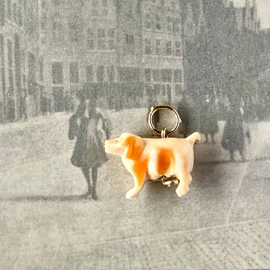 Antique Victorian 9k Gold Victorian Coral Dog Pendant