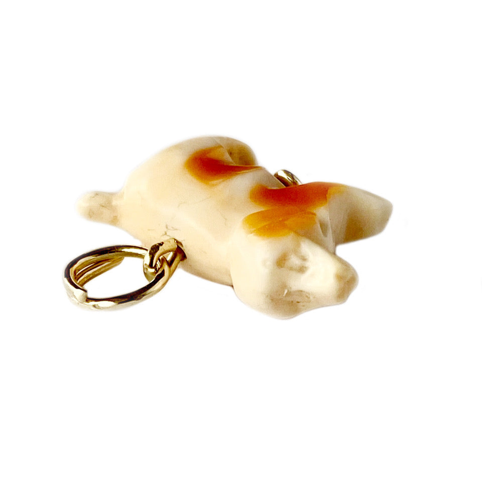 Antique Victorian 9k Gold Victorian Coral Dog Pendant