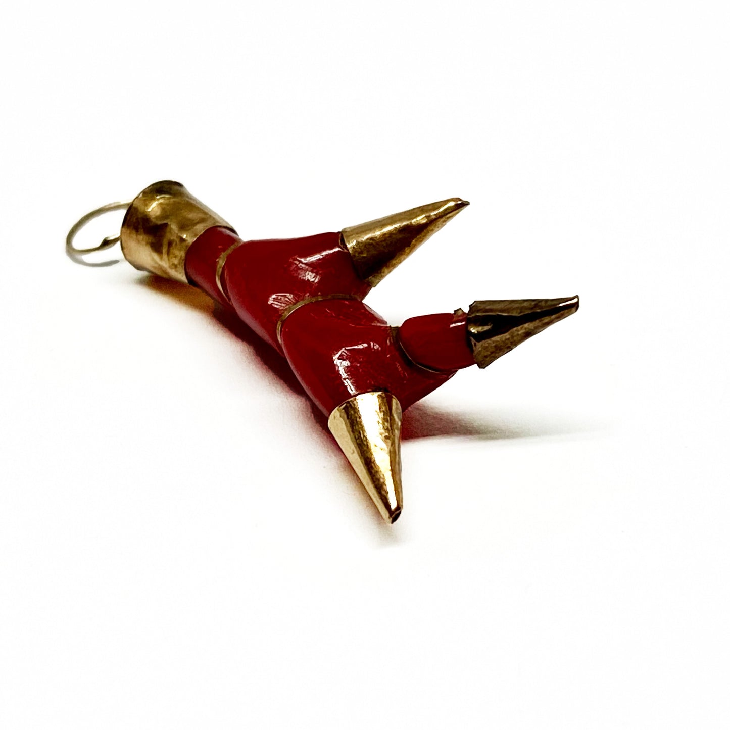 Antique 9k Gold Red Faux Coral Branch Bakelite Pendant