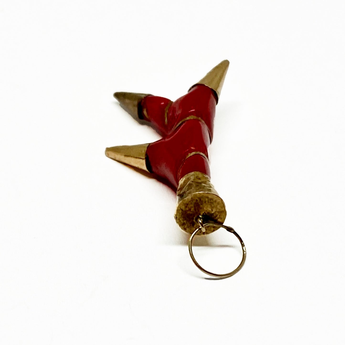 Antique 9k Gold Red Faux Coral Branch Bakelite Pendant