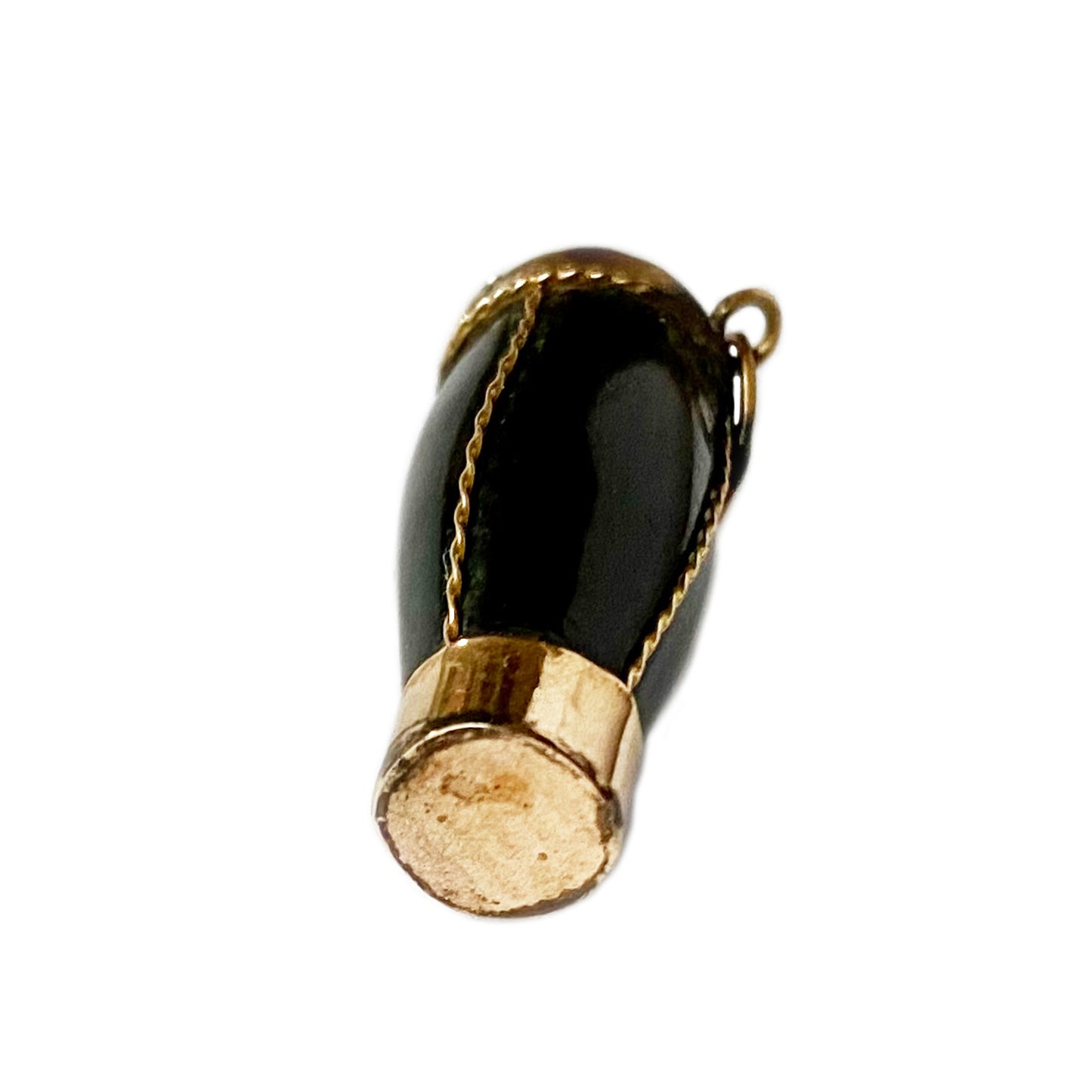 Antique 9k Gold Resin Black Drum Pendant