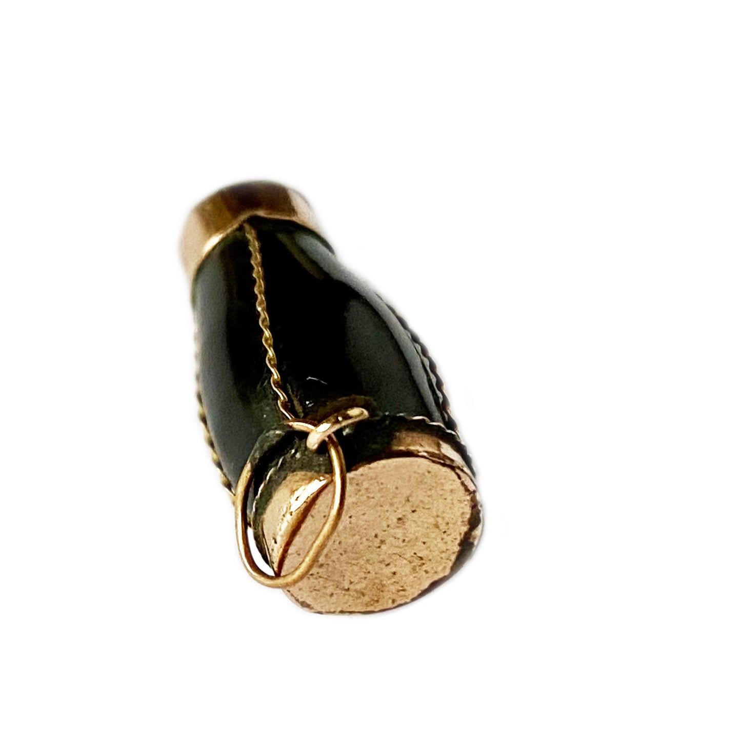 Antique 9k Gold Resin Black Drum Pendant