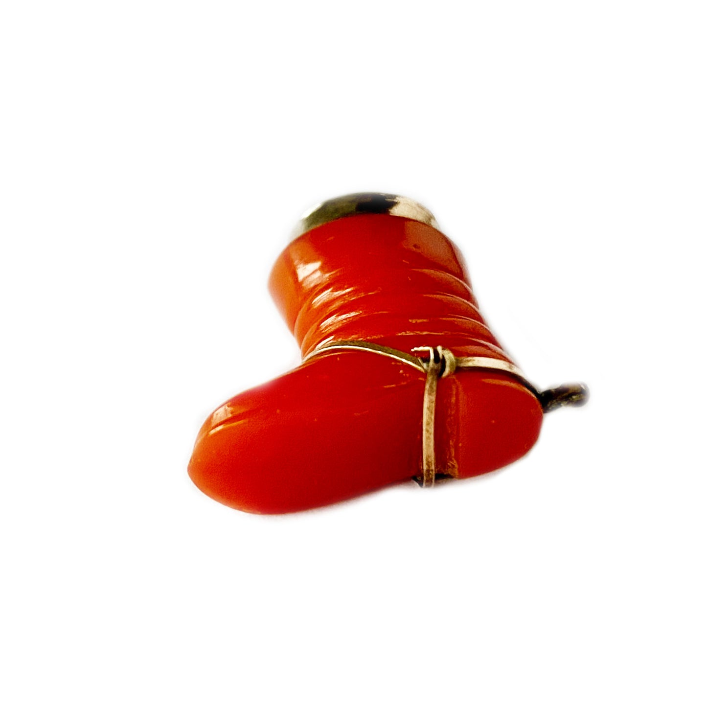Vintage 9k Gold Red Resin Spur Cowboy Boot Pendant
