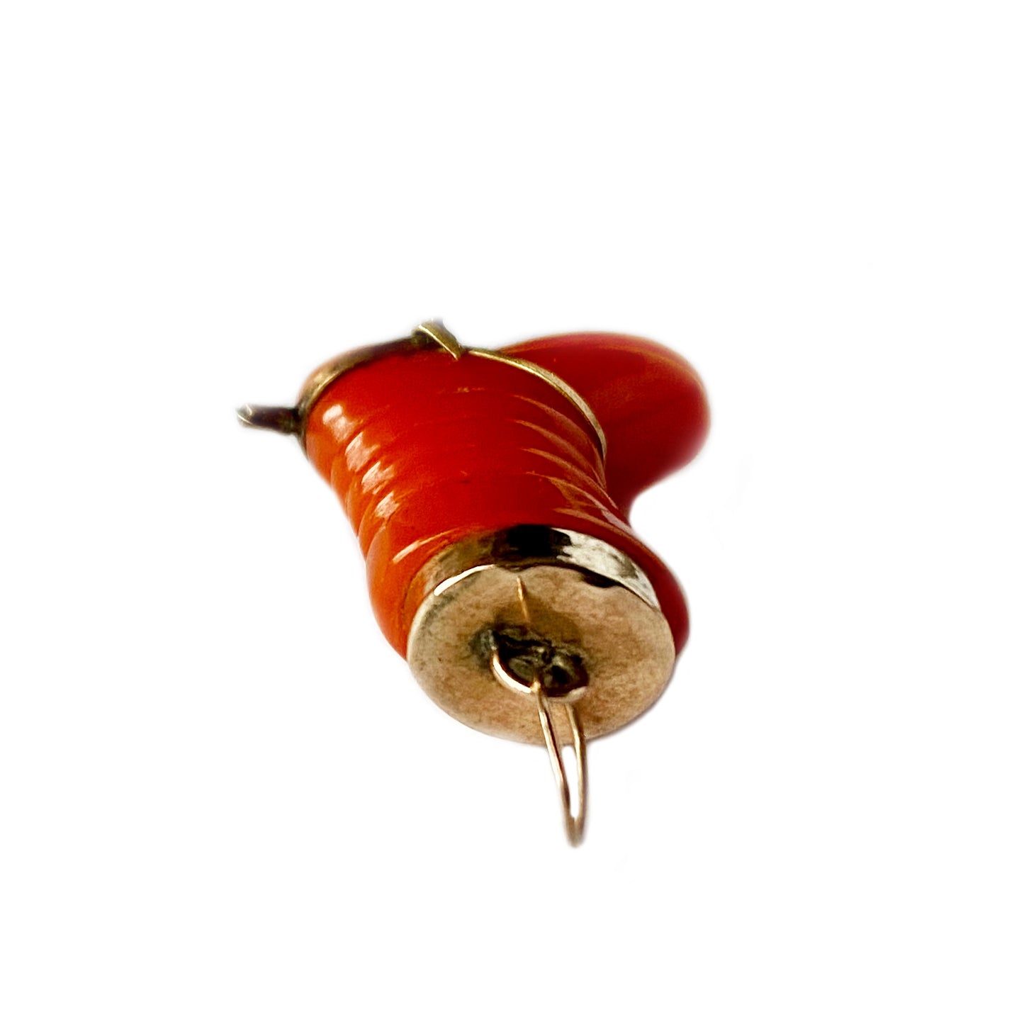 Vintage 9k Gold Red Resin Spur Cowboy Boot Pendant