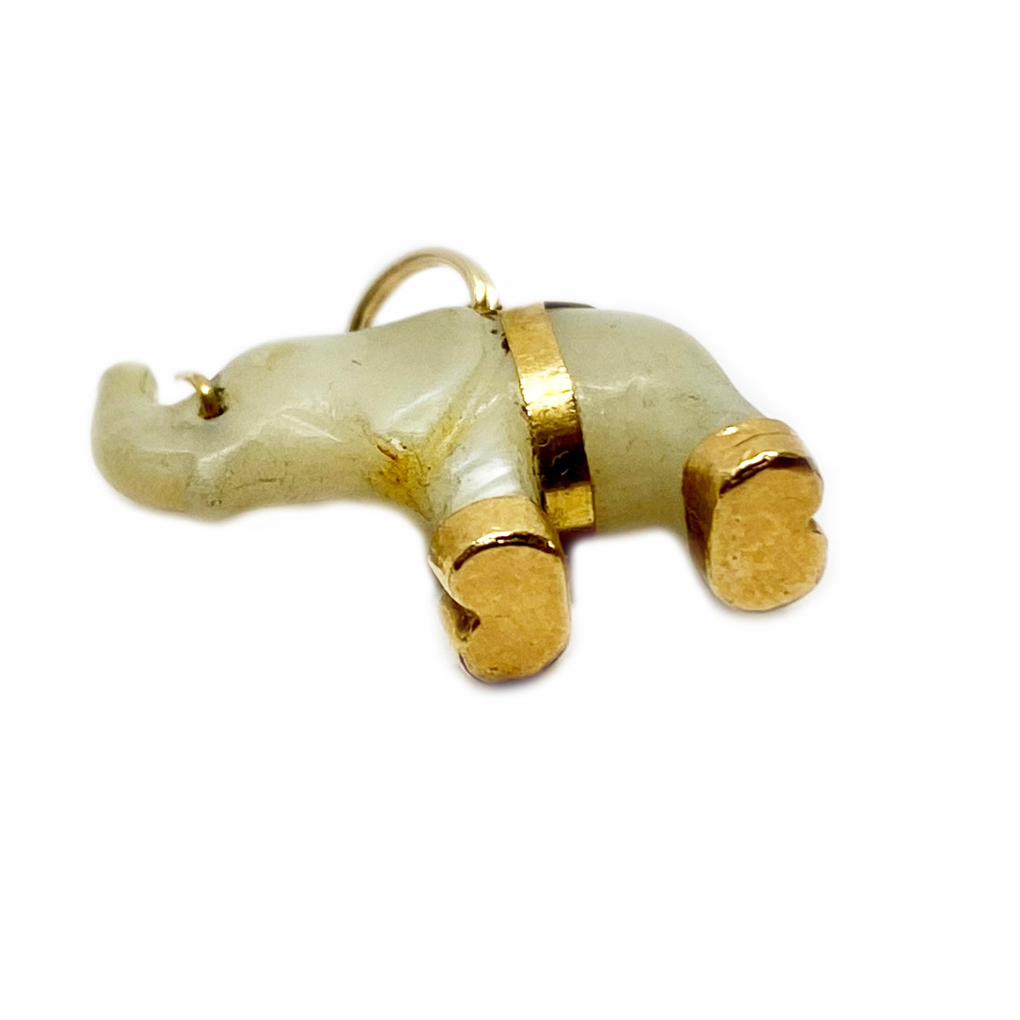 Vintage 18k Gold Mother of Pearl Elephant Pendant