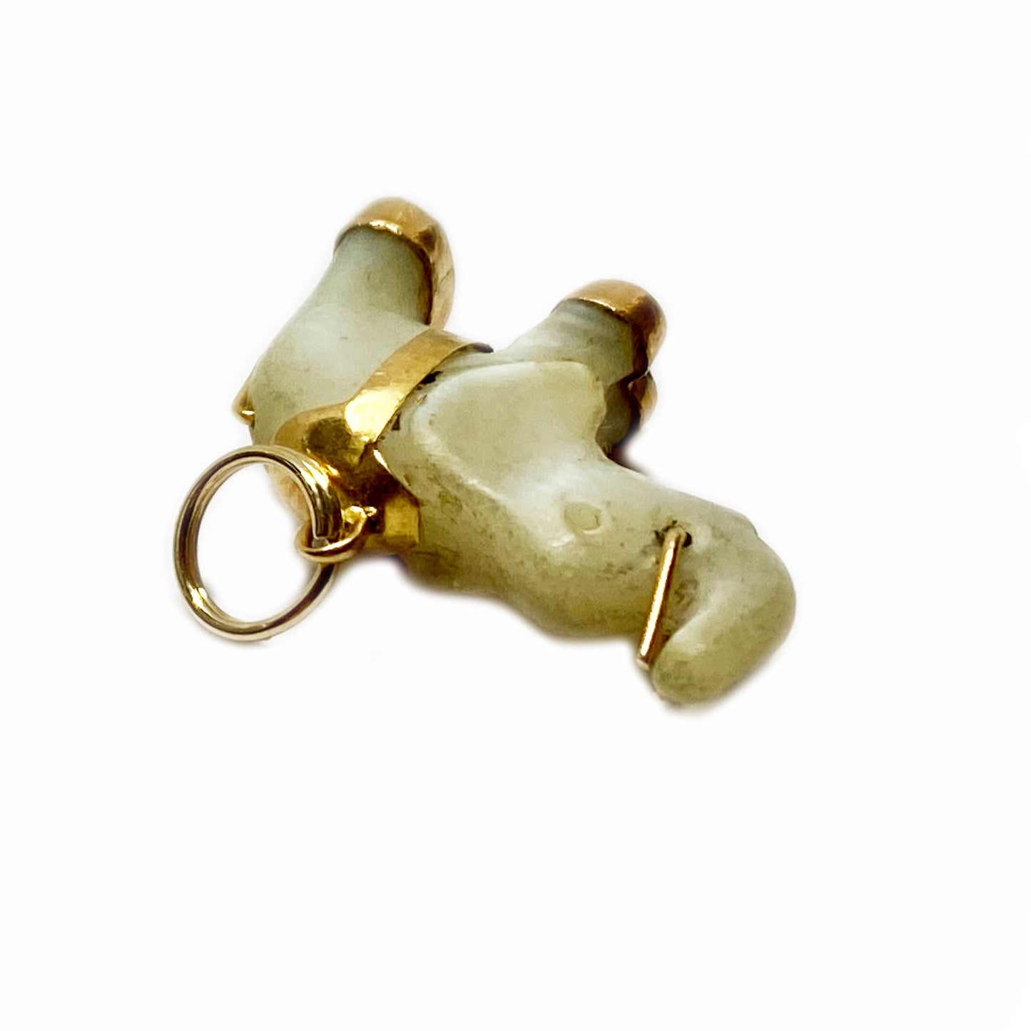 Vintage 18k Gold Mother of Pearl Elephant Pendant