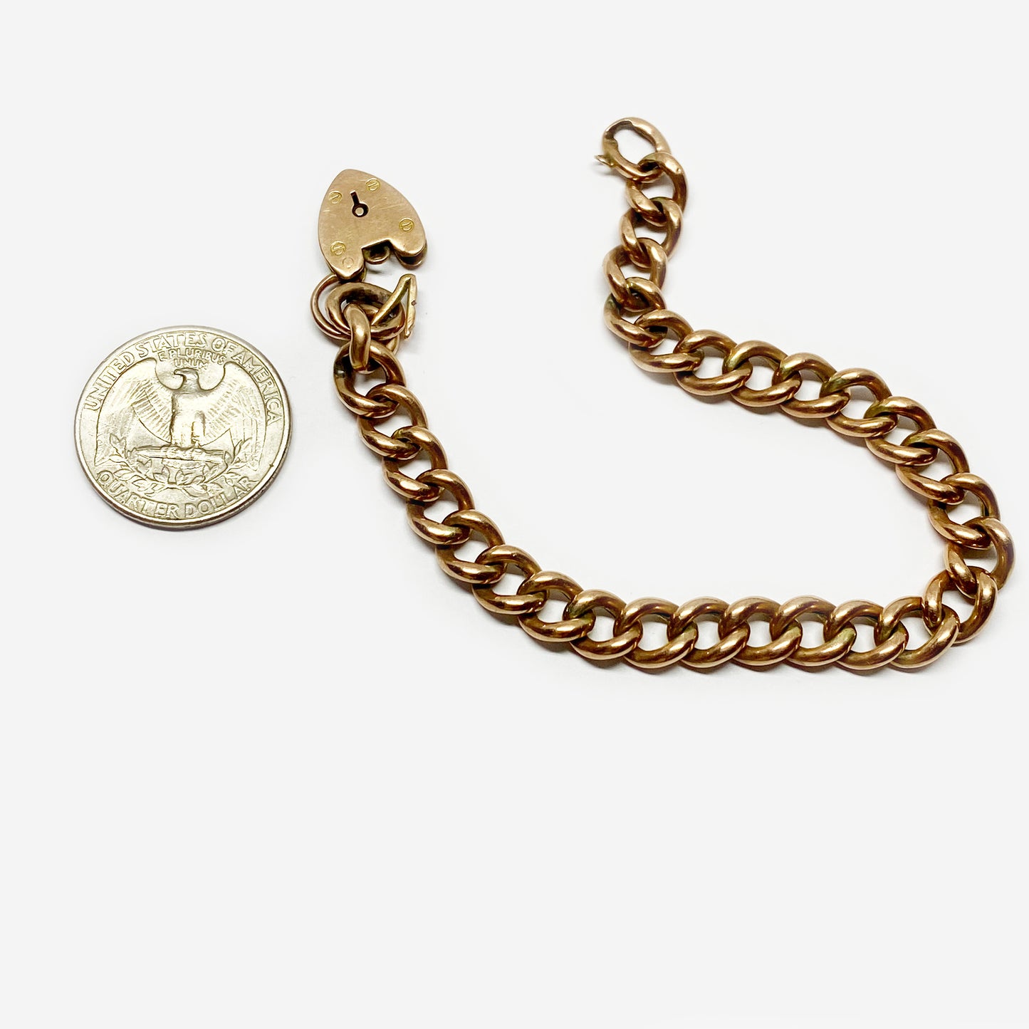 Antique 9k Rose Gold Curb Link Bracelet