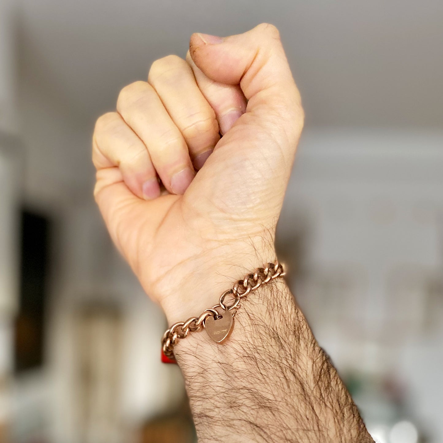 Antique 9k Rose Gold Curb Link Bracelet