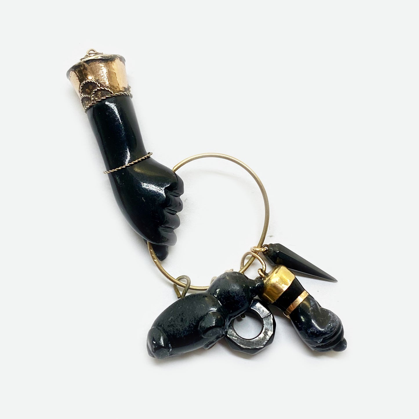 Vintage 1930/40s Black Resin Figa Charm