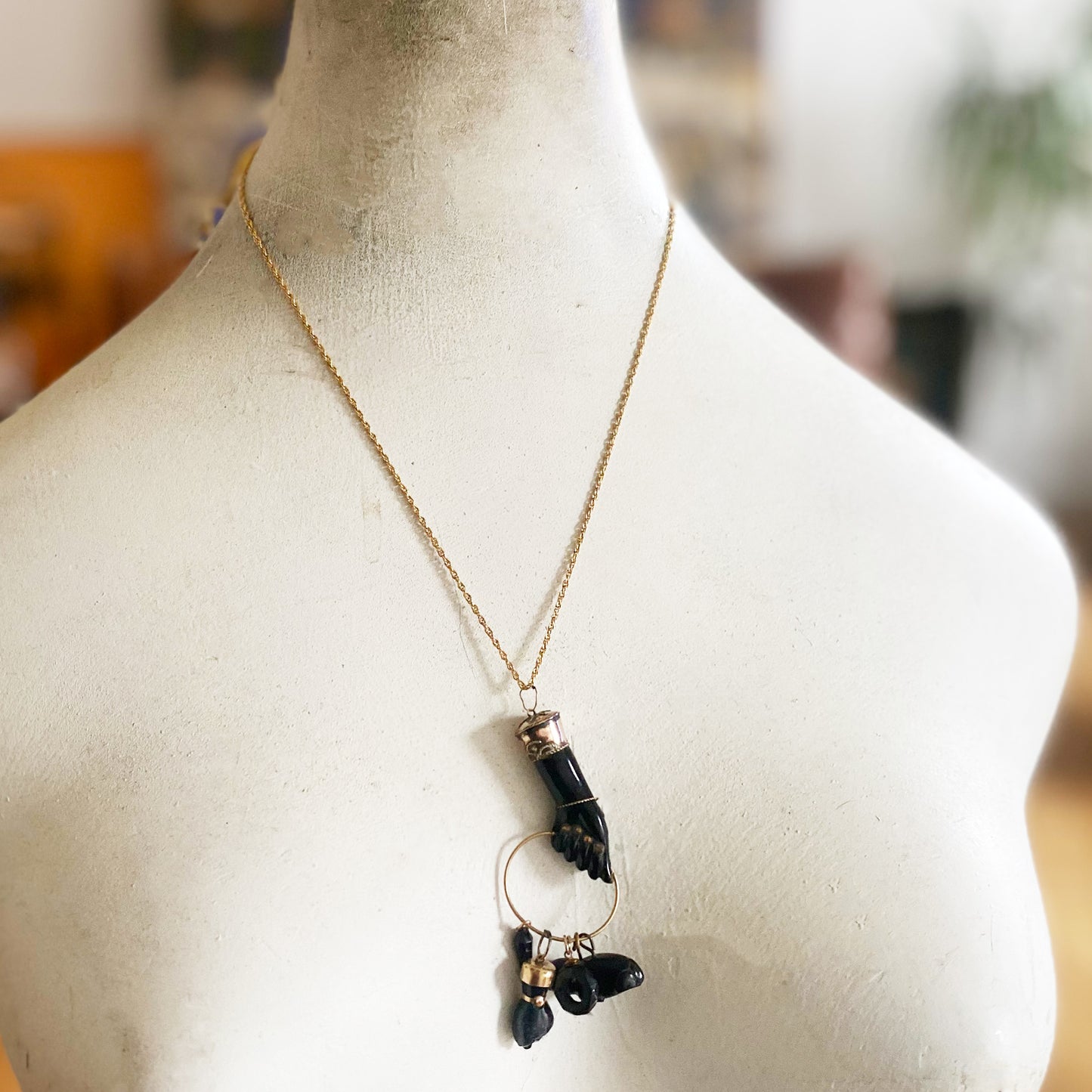 Vintage 1930/40s Black Resin Figa Charm