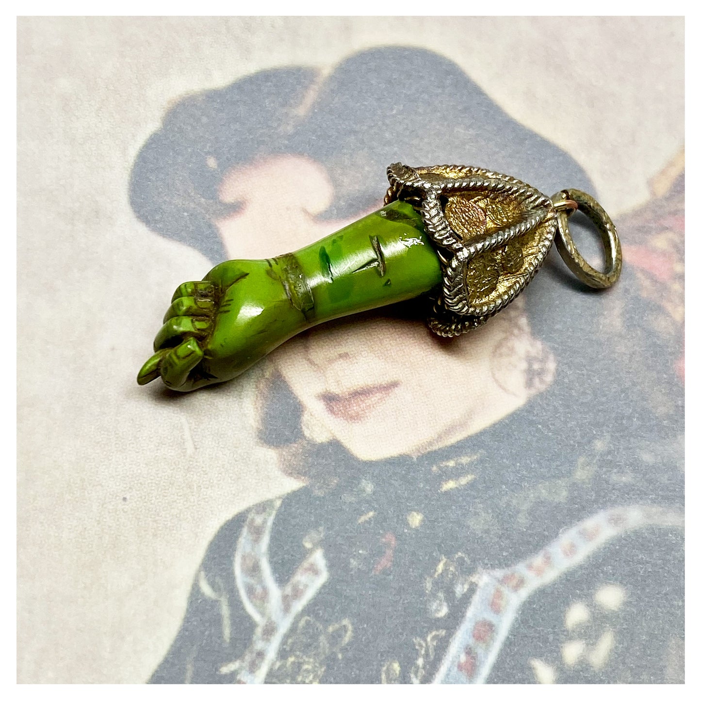 Vintage Green Figa 1960's Resin Figa Charm