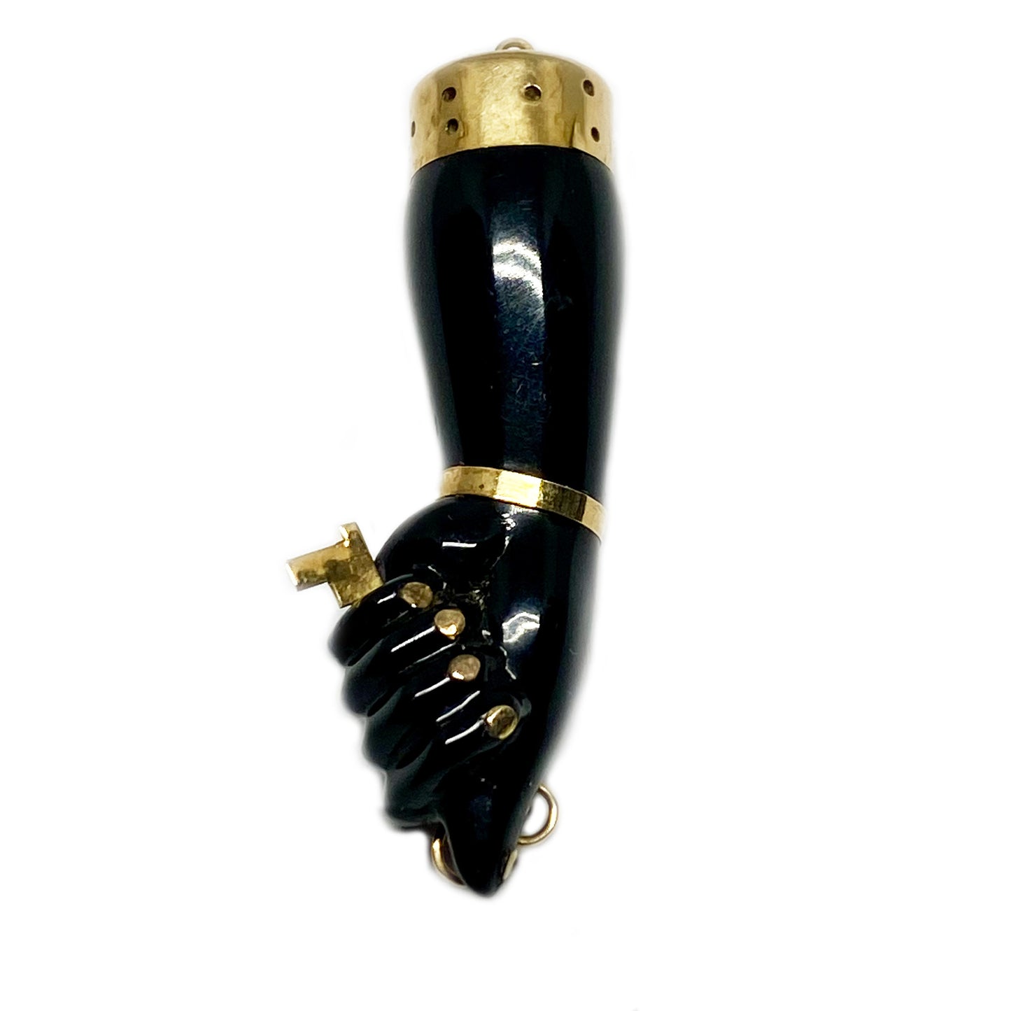 Vintage 14k Gold Black Bakelite Figa Charm