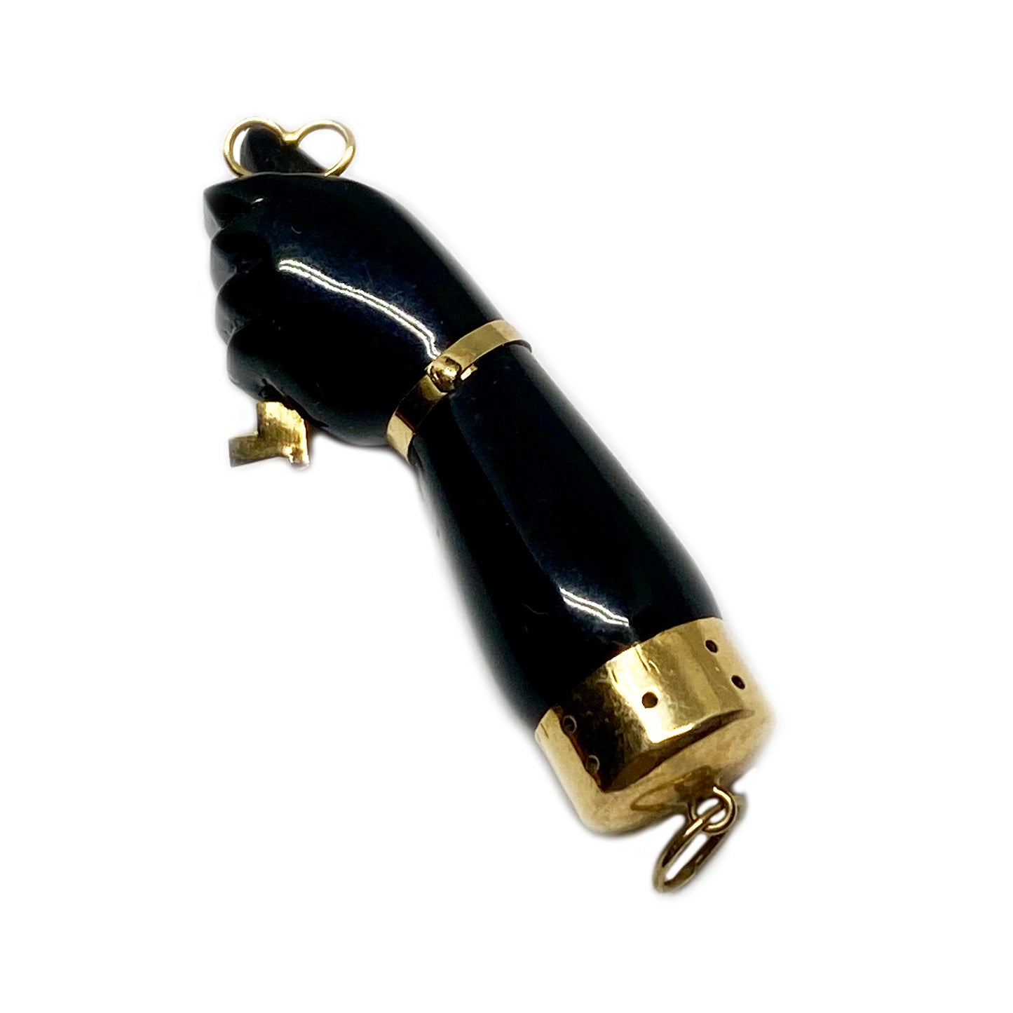 Vintage 14k Gold Black Bakelite Figa Charm