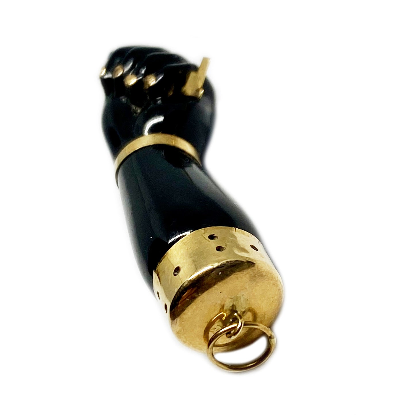 Vintage 14k Gold Black Bakelite Figa Charm