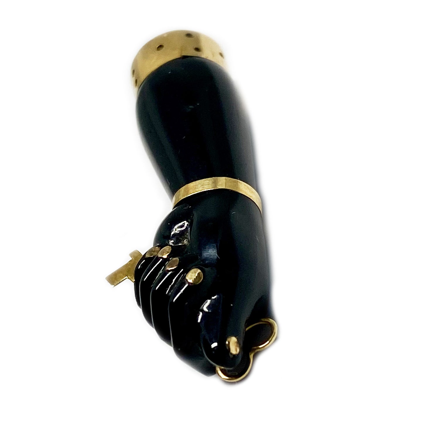 Vintage 14k Gold Black Bakelite Figa Charm