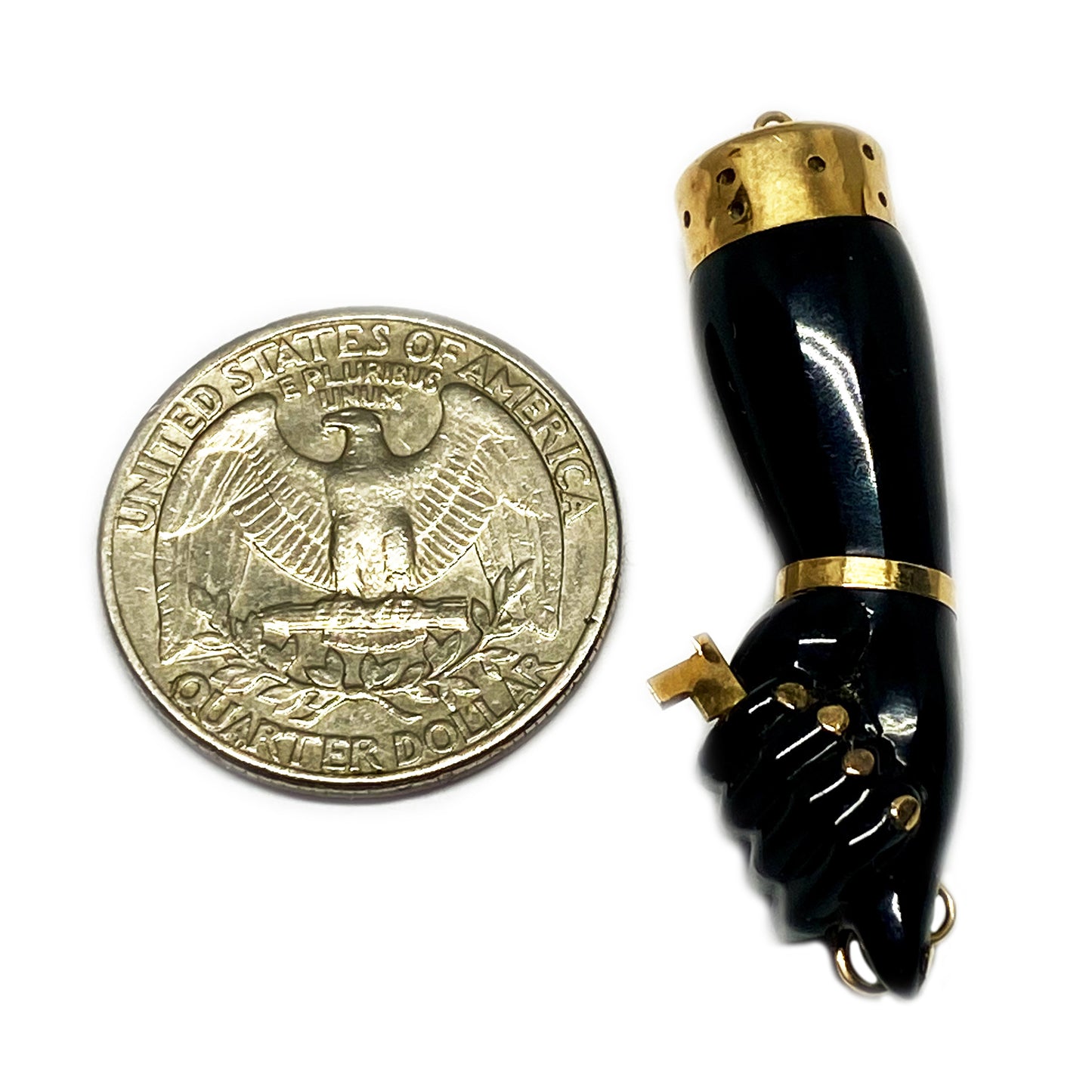 Vintage 14k Gold Black Bakelite Figa Charm