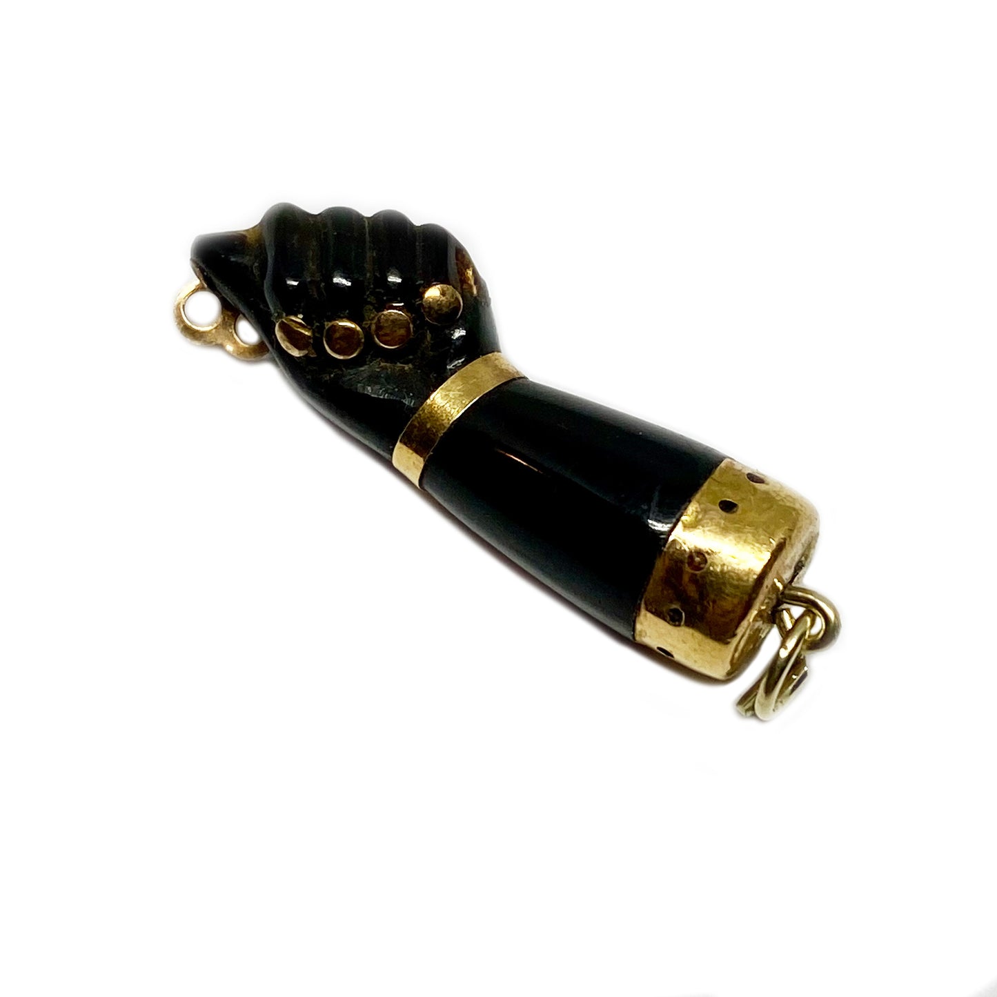 Vintage 9k Gold Bakelite Faux Tortoise Shell Figa Charm