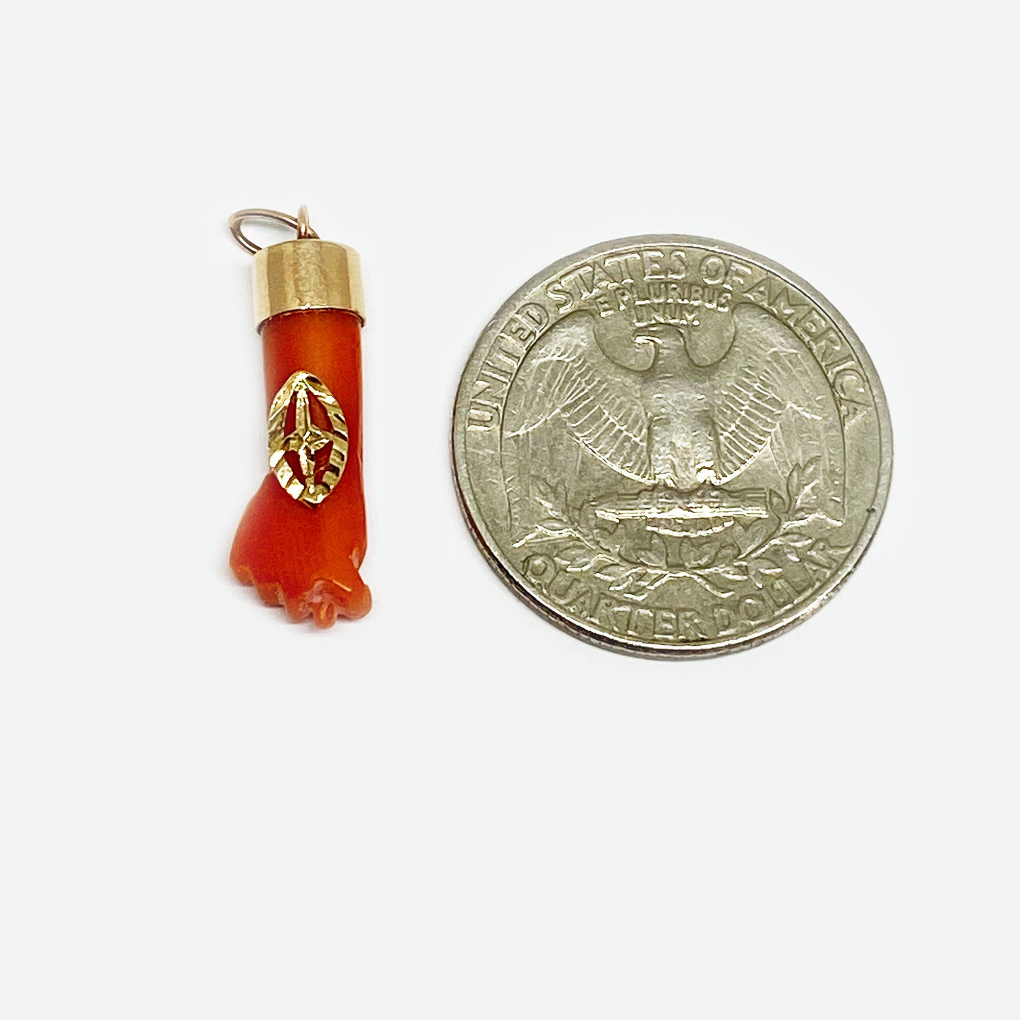 Antique 14K Gold Victorian Mediterranean Natural Coral Figa Charm