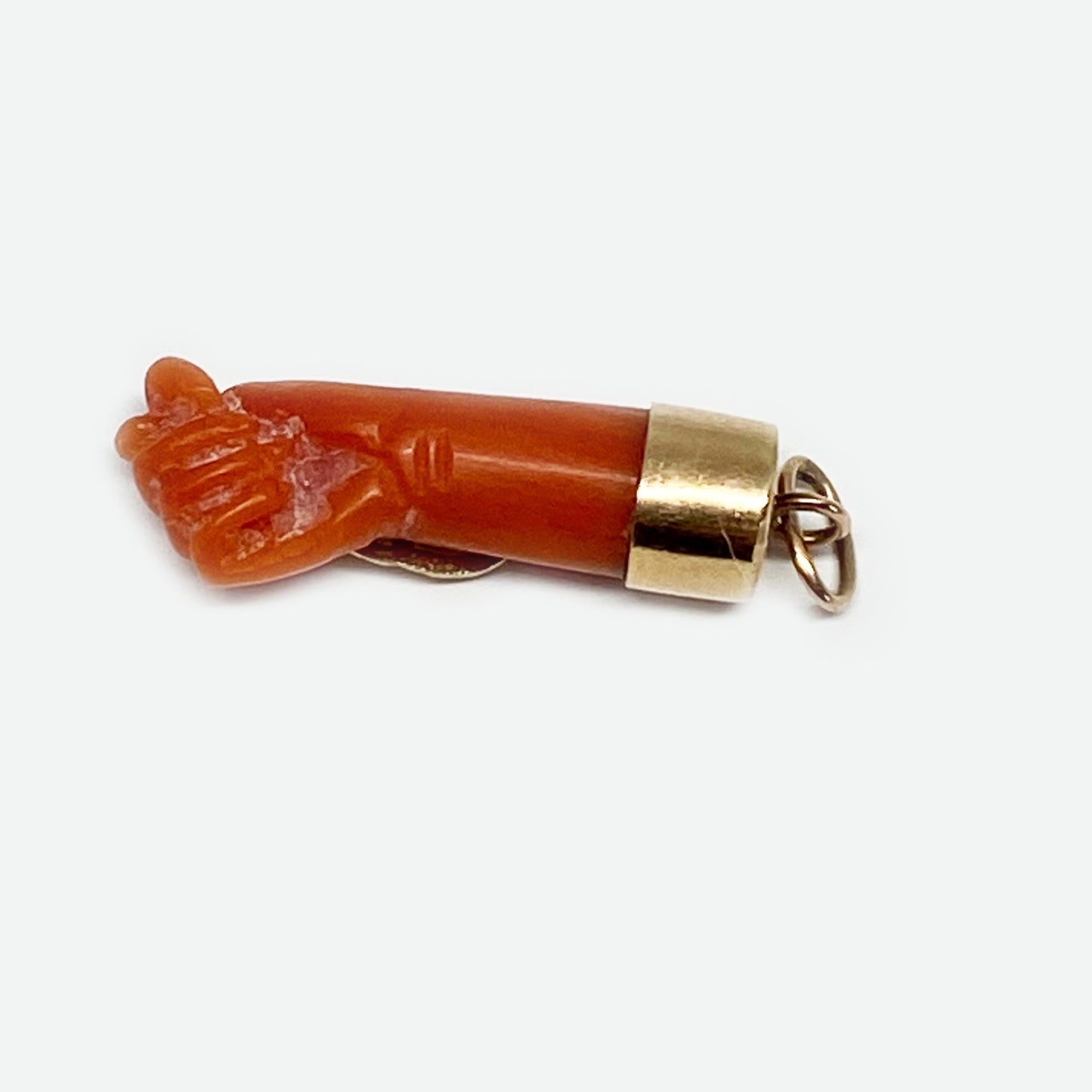 Antique 14K Gold Victorian Mediterranean Natural Coral Figa Charm