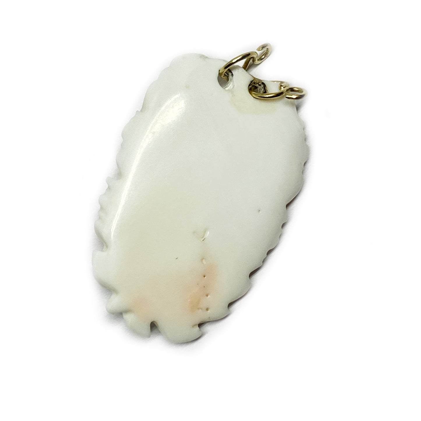 Vintage 9k Gold Angel Skin Deeply Carved Natural Coral Pendant