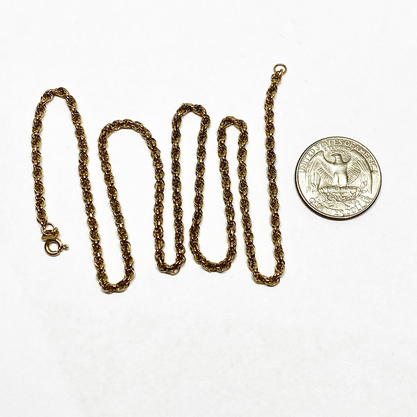 Vintage 9K Gold Rope Chain Necklace 1970s Hallmarked 375