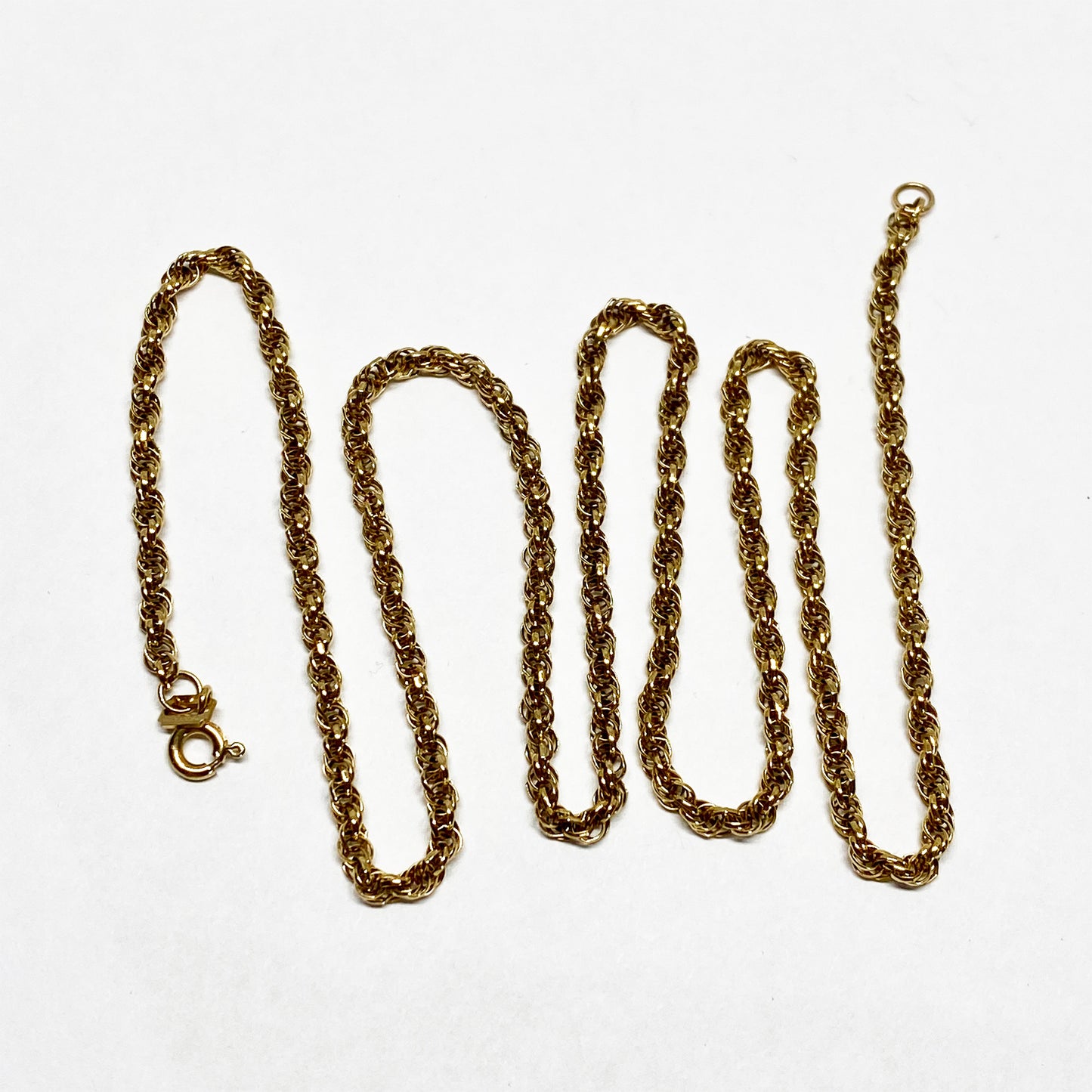 Vintage 9K Gold Rope Chain Necklace 1970s Hallmarked 375