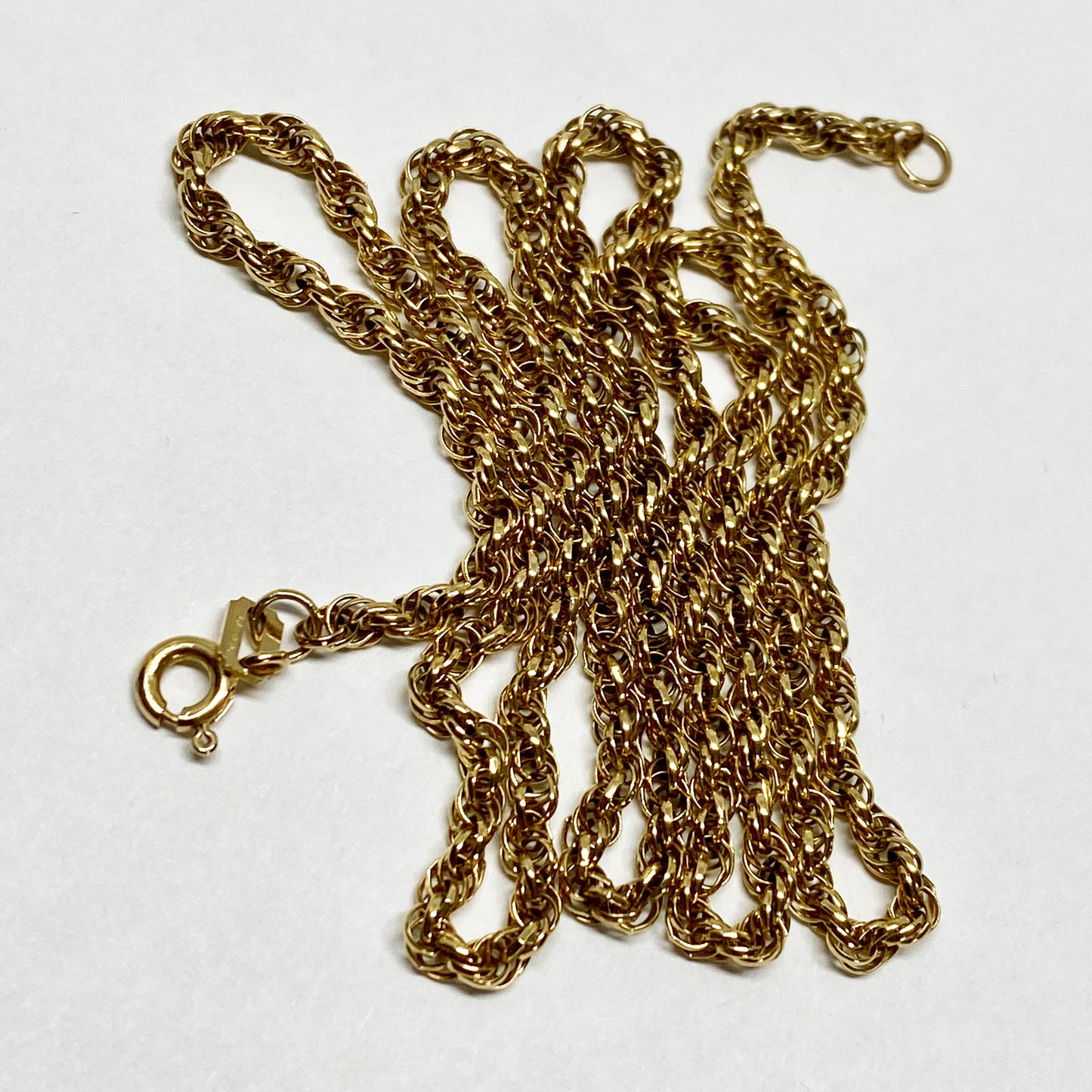 Vintage 9K Gold Rope Chain Necklace 1970s Hallmarked 375