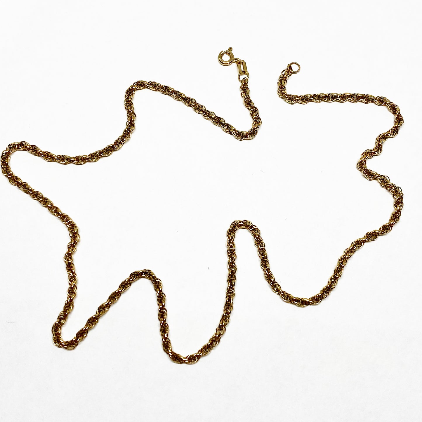 Vintage 9K Gold Rope Chain Necklace 1970s Hallmarked 375